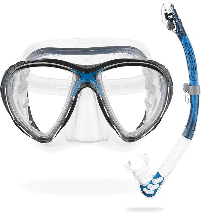 CRESSI Big Eyes Evolution Maske & Alpha Ultra Dry Schnorchel – Schnorchelset Erwachsene zum Schnorcheln und Tauchen, Einheitsgröße, Unisex - Erwachsene
