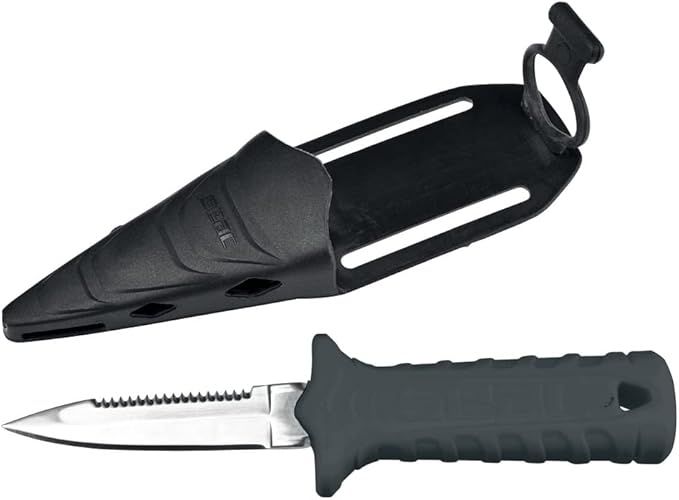 Seac Samurai, Tauchermesser für das Speerfischen und Tauchen, Unterwasserdolch mit Klettband