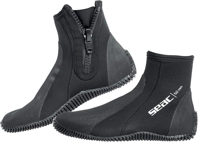 Seac Regular Boot - kurzer, 5 mm starker Neopren-Tauchstiefel mit halbstarrer Sohle und Fersen- sowie Knöchelschutz