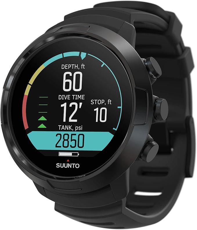 SUUNTO D5 Tauchcomputer mit Farbdisplay, 100m Wasserdicht, Alarmfunktion, Stoppuhr, Wetterinformationen, Kompass und Einer Akkulaufzeit von bis zu 12 Stunden im Tauchmodus
