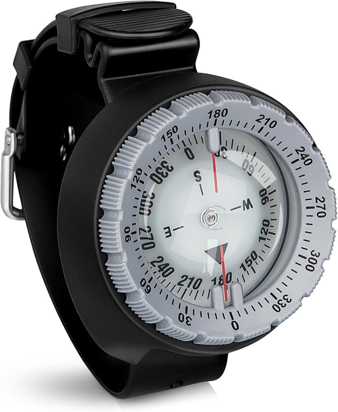 Tauchkompass, Professioneller wasserdichter 5ATM Tauchkompass mit TPU-Band für Outdoor-Sportarten, Tauchen, Segeln, Wandern, Survival-Notfall