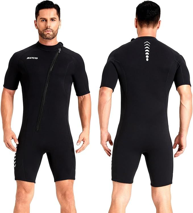 ZCCO Herren Shorty Neoprenanzuge 3 mm Neopren Damen Frontreißverschluss Tauchanzug zum Tauchen Schwimmen Surfen Schnorcheln