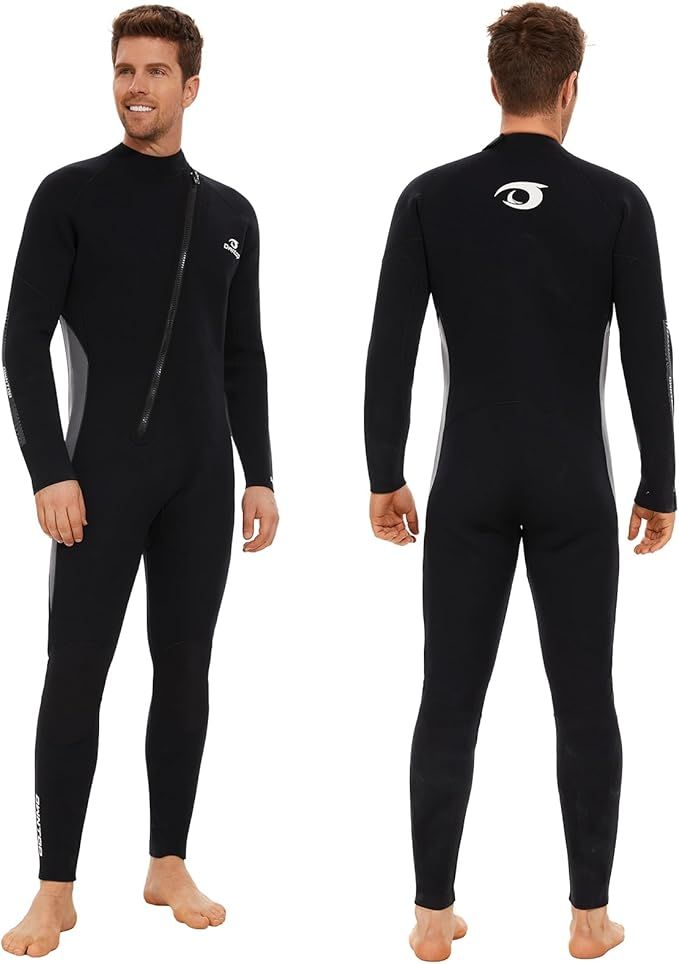 Owntop 5mm Neoprenanzug für Herren Damen– Neopren Tauchanzüge Stretch Langarm Einteilig Frontreißverschluss UPF50+ Thermisch Verdickende für Tauchen Surfen Schwimmen